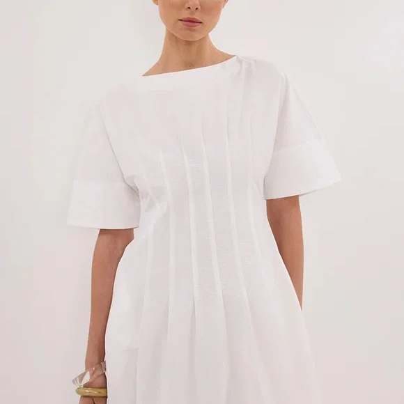 DISSH DAPHNE WHITE SLEEVED MIDI DRESS - Picture 3 of 6